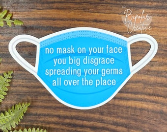 Face Mask Sticker, Wear a Mask Sticker, Funny Laptop Decal, Laminated Water-Resistant Sticker, Thank You Gift for Doctor, For Nurse