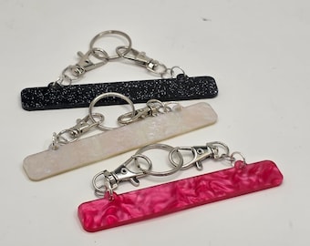 4" acrylic simple Ribbon Keeper keychain for badge ribbons - sdcc eccc nycc collector pride month LGBTQIA+