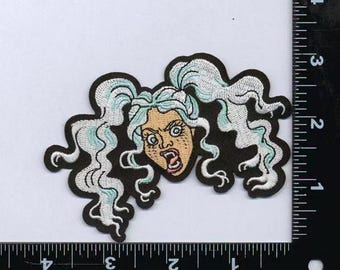 PREORDER 4" Iron on embroidered patch - DCC Samantha screaming head IWKYM