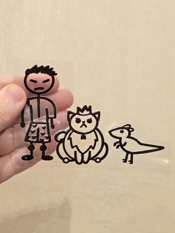 4" Decal Black or White Stick Figure Dungeon Crawler Carl Family - water bottle car Stickers Decals USA Made