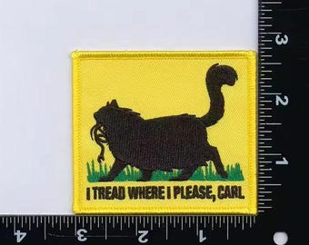 7,5 cm stryk-på broderad lapp - jag går vart jag vill katt orm DCC Crawler Carl Donut Litrpg dnd