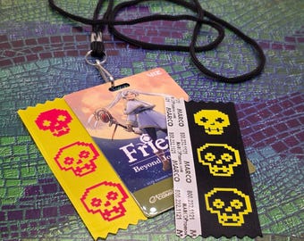 10 pack Badge Ribbons - Vertical pixel skulls convention swag nycc sdcc eccc dcc litrpg