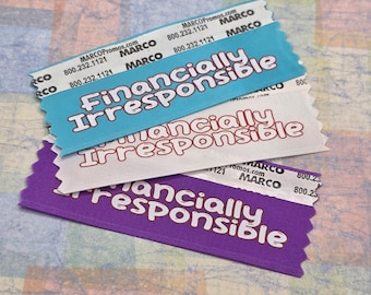 10 pack Badge Ribbons - financially irresponsible convention swag nycc sdcc eccc