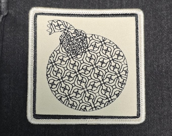 3" Iron on embroidered patch - SQUARE DCC Crawler B omb upgrade patch Spanish blackwork