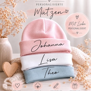 Personalisierte Babymütze mit Name | Newborn Beanie | Geburtsgeschenk | Baby Erstausstattung | unisex