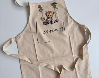 Personalized children's apron linen with name, cooking apron, baking apron, kitchen apron, children, boy, girl