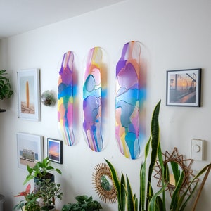 Stained Glass Skate Deck Art, Acrylic Skateboard Wall Art, Skateboard Art, Clear Skateboard, Layered Resin Art