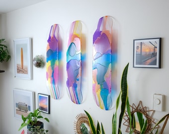 Stained Glass Skate Deck Art, Acrylic Skateboard Wall Art, Skateboard Art, Clear Skateboard, Layered Resin Art
