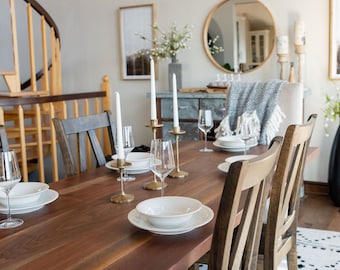 Walnut Dining Table, Modern Wood Dining Table, Kitchen Table With Metal Legs, Farmhouse Dining Table, Rustic Dining Table, Industrial Dining