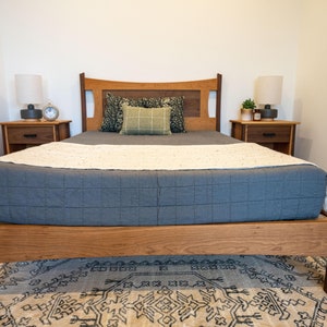 Walnut and Cherry Bed Frame, Wooden Bed Frame and Headboard, Walnut and Cherry Headboard, Bedroom Furniture, Two-Tone Bed Frame