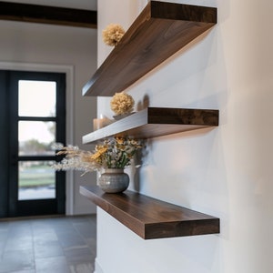 Walnut Floating Shelf, Custom Dark Wood Shelf, Espresso Wood, Handmade Walnut Wall Shelf, Black Walnut Shelf