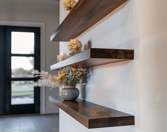 Walnut Floating Shelf: Custom Dark Wood Wall Shelf