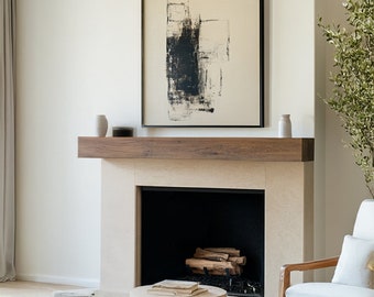The Walnut Box Mantel: Custom Floating Wooden Mantelpiece