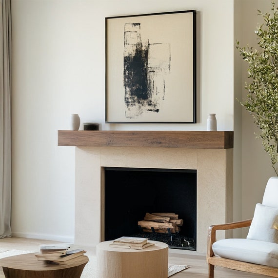 The Walnut Box Mantel: Custom Floating Wooden Mantelpiece
