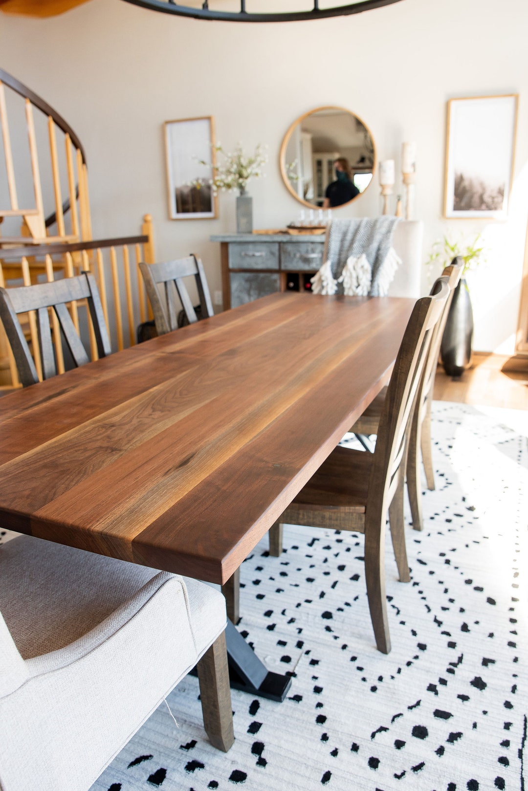 Handcrafted Modern Walnut Dining Table, Rustic Kitchen Table, Solid Wood, Wooden Dining Table, Mid Century, Farmhouse Dining, Dine Table - Etsy Handcrafted Modern Walnut Dining Table, Rustic Kitchen Table, Solid Wood, Wooden Dining Table, Mid Century, Farmhouse Dining, Dine Table - Etsy