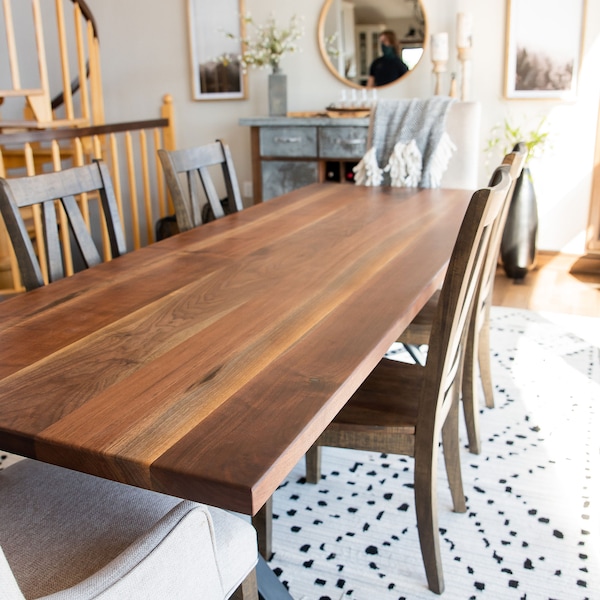 Handcrafted Modern Walnut Dining Table, Rustic Kitchen Table, Solid Wood, Wooden Dining Table, Mid Century, Farmhouse Dining, Dine Table