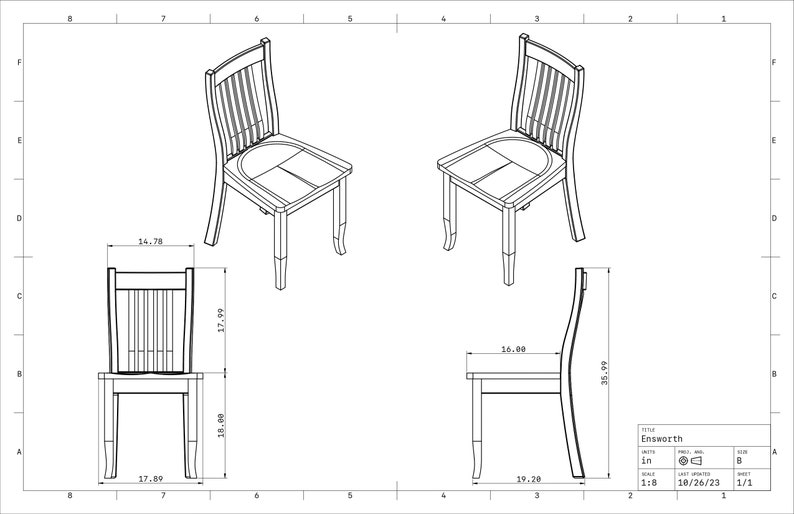 Solid Wood Ensworth Dining Chair, Wooden Chair, Dining Chair, Walnut Dining Chair, Black Walnut Dining Chair, Black Chair, Custom Chair image 8