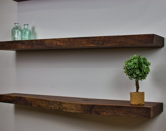 Walnut Live Edge Floating Shelves, Custom Wood Shelves, Rustic Shelves, Bathroom Shelves with Bracket, Long Book Shelves, Walnut Kitchen