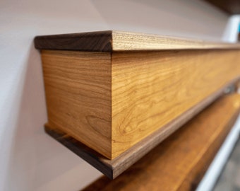 Walnut + Cherry Box Mantel, Box Mantel, Floating Mantel, Wooden Floating, Wooden Mantlepiece, Fireplace Mantel, Living Room Mantel