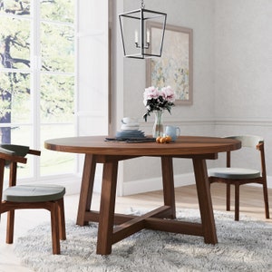 Round Walnut Dining Table with Croft Base