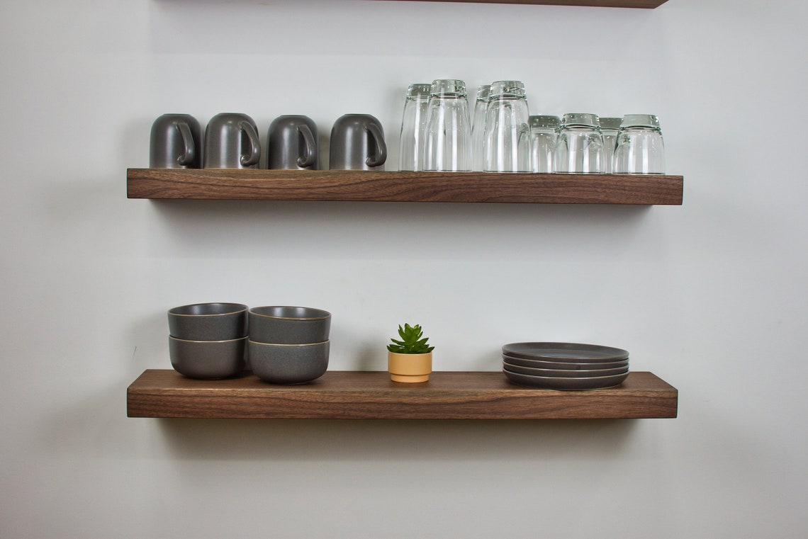 Walnut Floating Shelves Dark Wood Shelves Espresso Floating Etsy