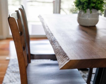 Live Edge Walnut Kitchen Dining Table, Handcrafted Live Edge Table, Handmade Walnut Slab Table, Dine Table