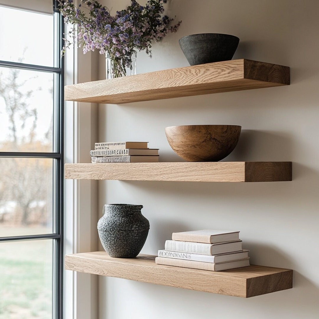 Oak Shelf White Oak Floating Shelf Oak Wall Shelf Light Wood