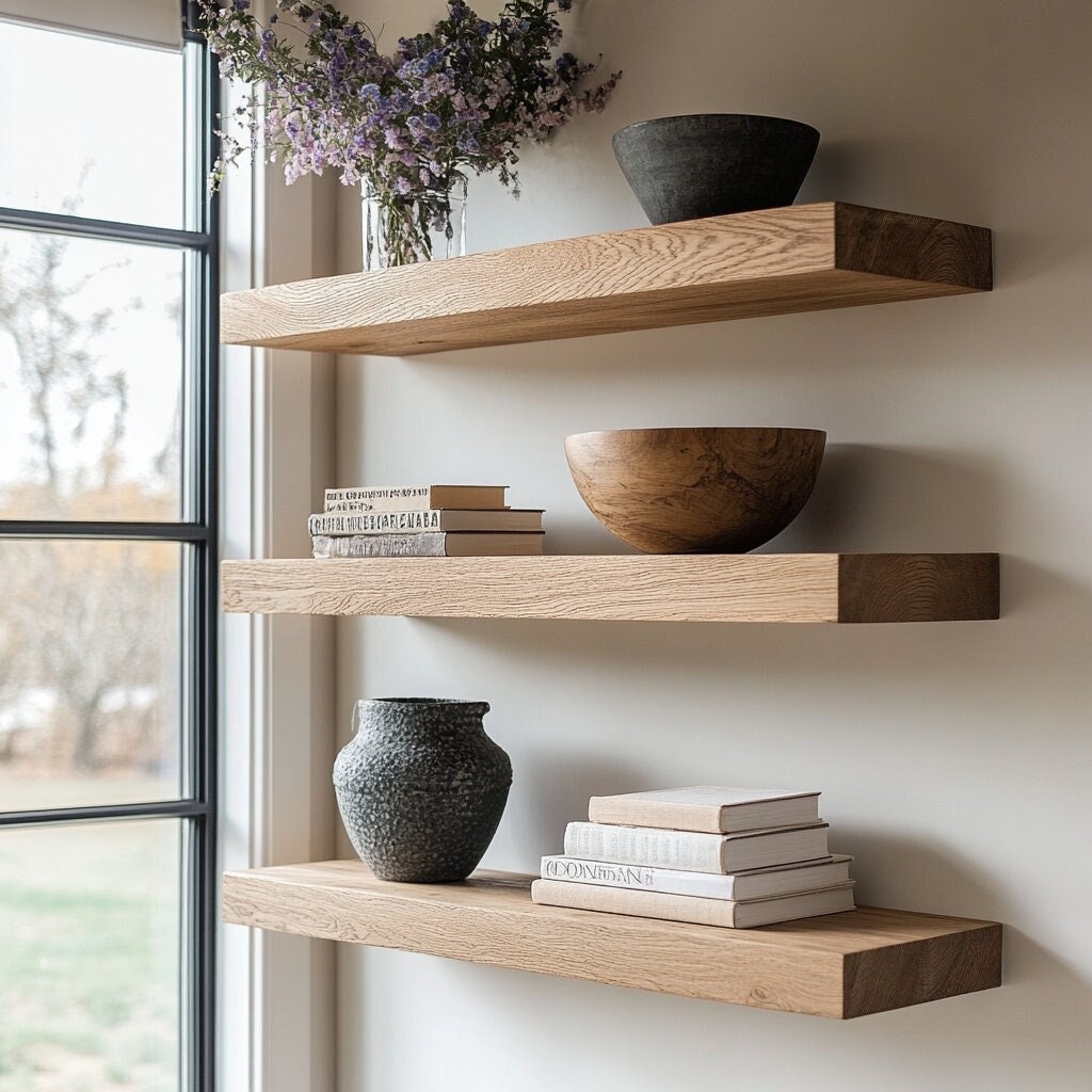 Oak Shelf, White Oak Floating Shelf, Oak Wall Shelf, Light Wood Floating Shelf, Oak Shelf, Oak Floating Shelf, Oak Bookshelf