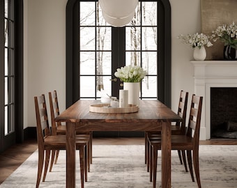 The Piper Dining Table, Family Style Table, Solid Wood Dining Table, Black Walnut Dining Table, White Oak, Maple, Handmade Farmhouse