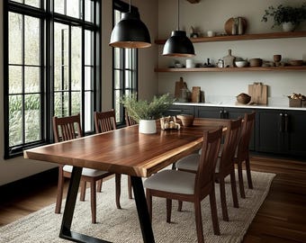 The Taber Live Edge Walnut Dining Table: Heirloom Quality Solid Wood