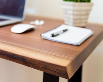 Wood Desk, Solid Wood Desk, Computer Desk Wood, Dark Wood Desk, Slab Wood Desk, Solid Wood Desk