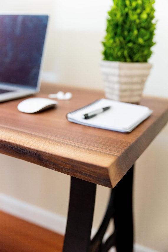 Wood Desk Solid Wood Desk Computer Desk Wood Dark Wood -  Israel