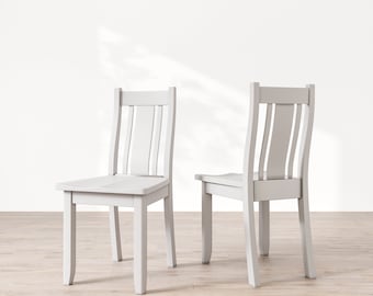 White Solid Wood Finley Dining Chair, Wooden Chair, Dining Chair, Walnut Dining Chair, White Chair, Custom Chair