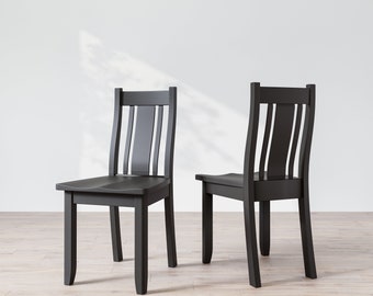 Black Solid Wood Finley Dining Chair, Wooden Chair, Dining Chair, Walnut Dining Chair, Black Chair, Custom Chair