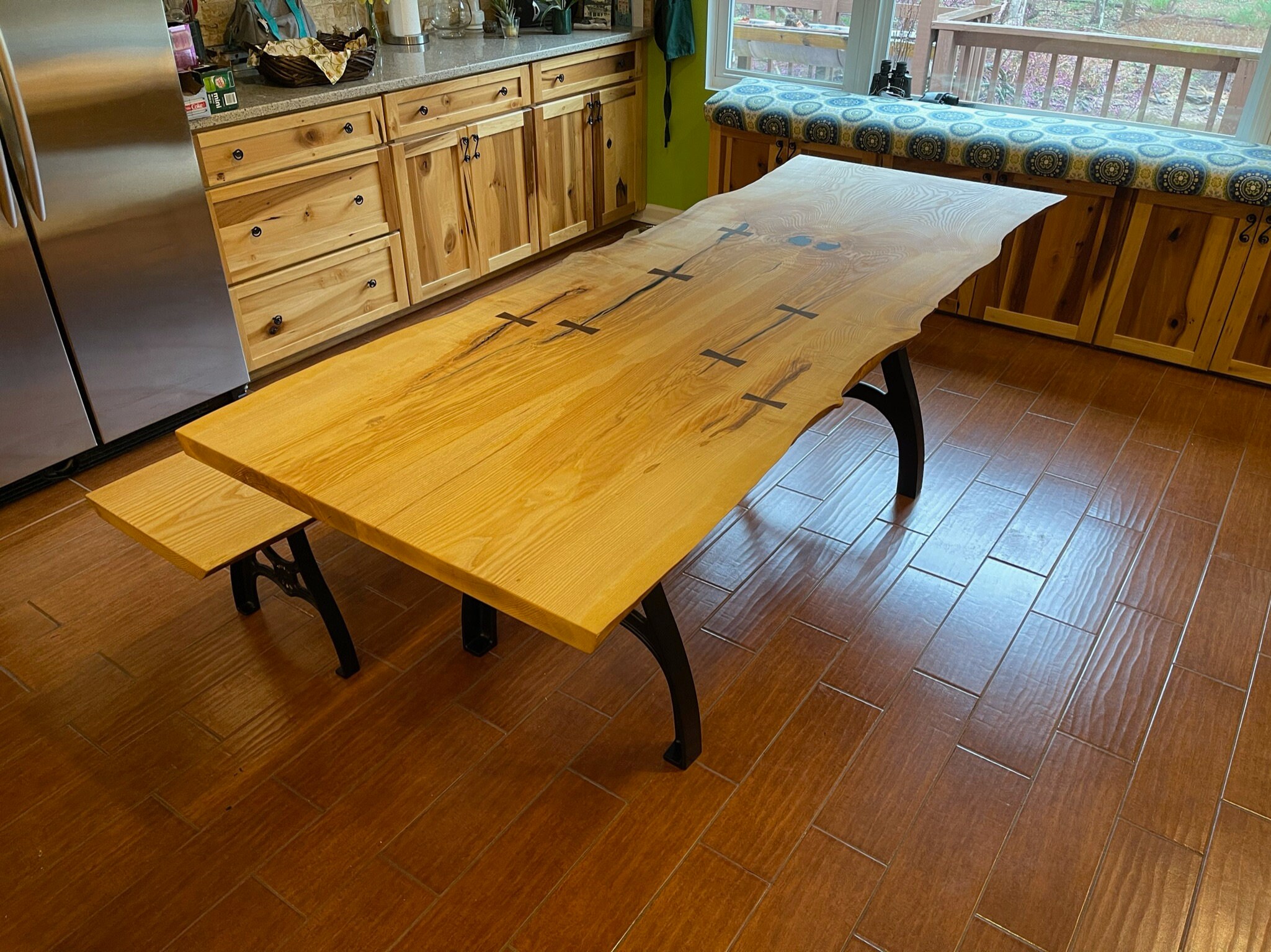 Live Edge Dining Table With Bench Live Edge Kitchen Table Etsy