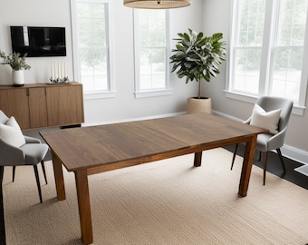 The Piper Middle Extension Dining Table: Expanding Solid Wood with Middle Leaves