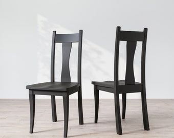 Black Solid Wood Florence Dining Chair, Wooden Chair, Dining Chair, Walnut Dining Chair, Black Chair, Custom Chair