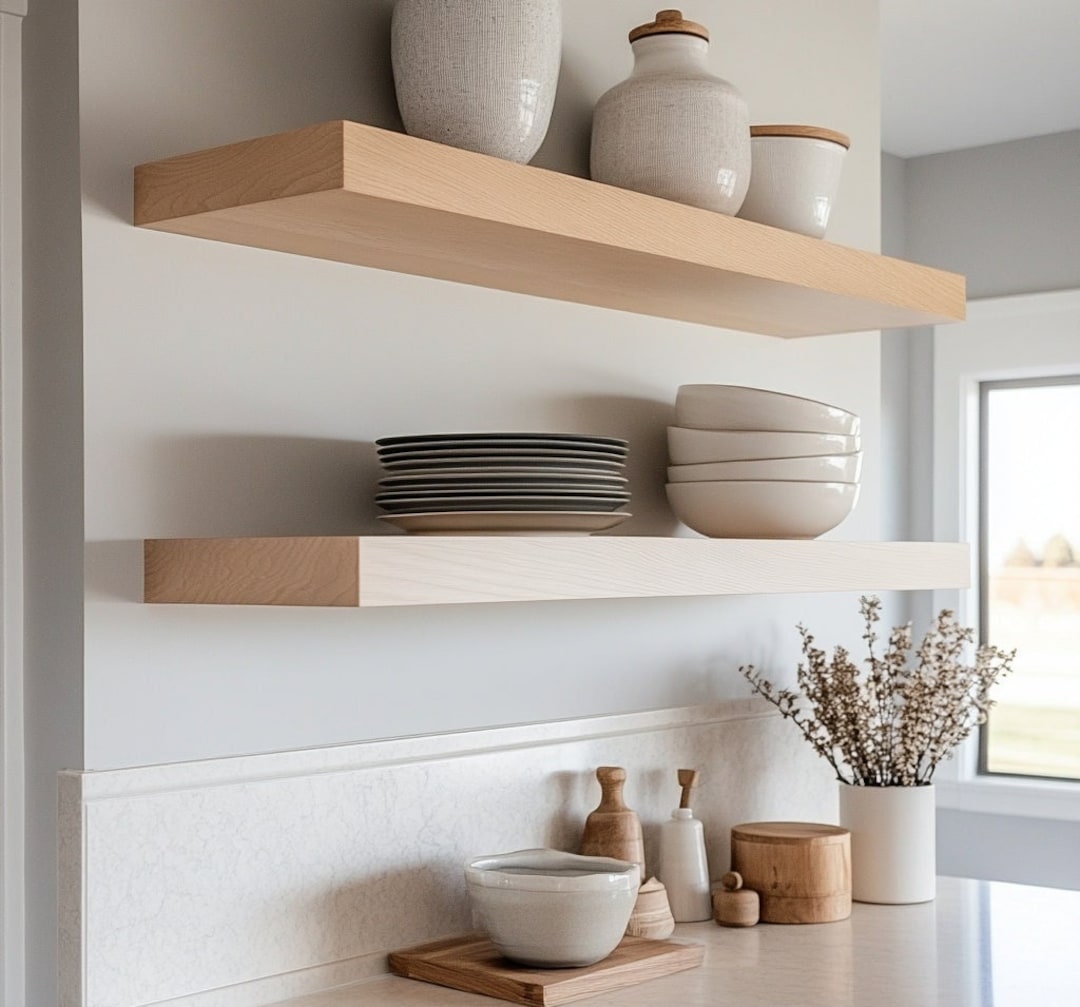 Maple Floating Shelf: Handcrafted Solid Wood Design - Etsy