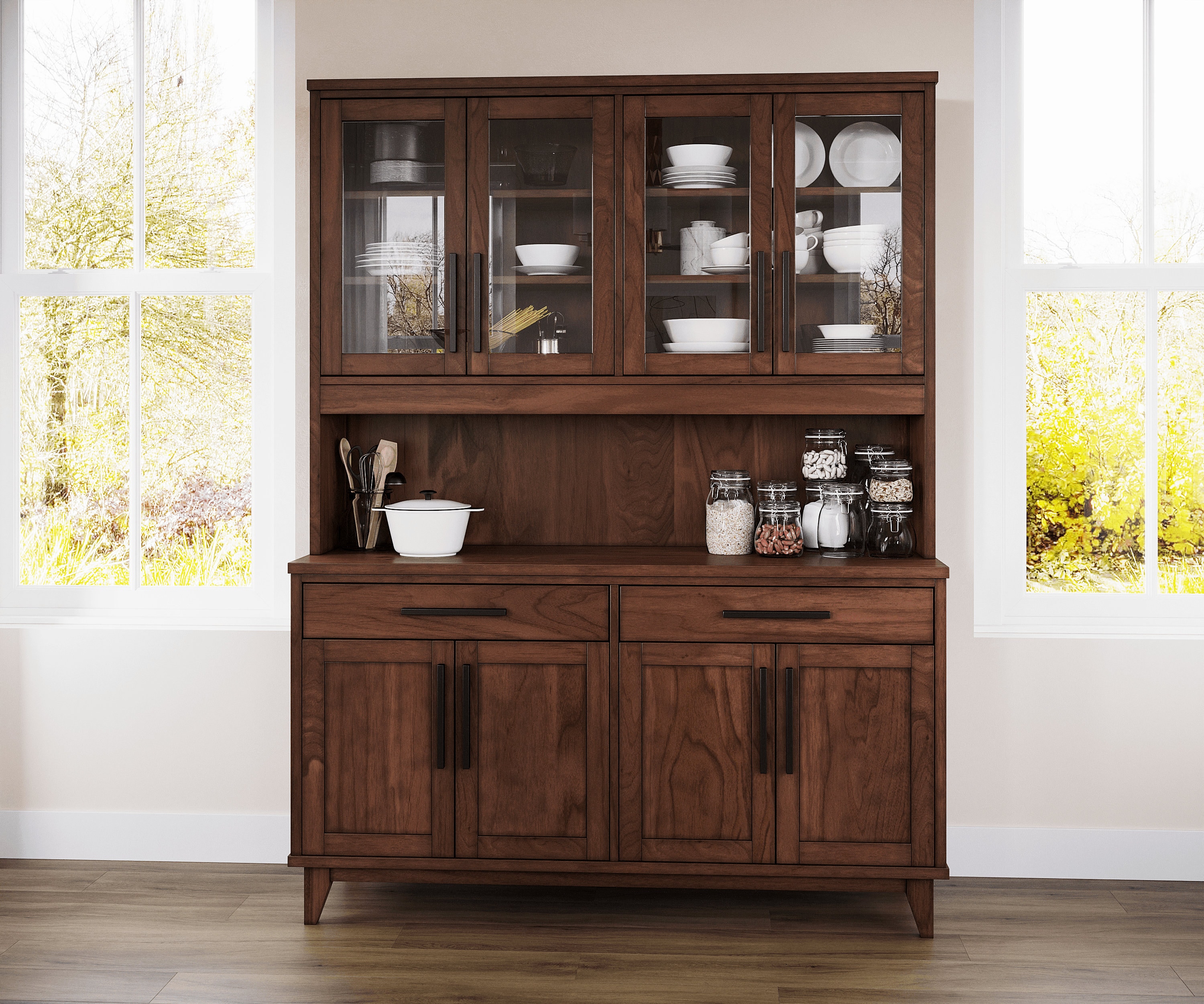 The Lewis Buffet and Hutch: Timeless Solid Wood Sideboard