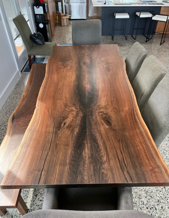 Natural Walnut Live Edge Dining Table Live Edge Furniture Etsy