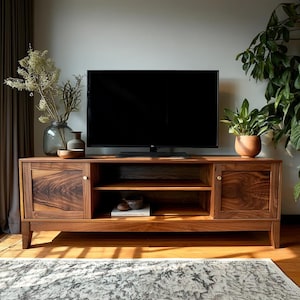 Custom Solid Wood Entertainment Center, Handcrafted Wooden TV Stand, Console, Media Console, Storage Hutch for Living Room, Media Center