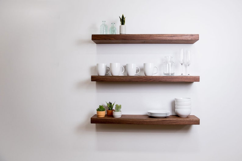 Heavy Duty Wall Shelves Deep Floating Shelves Solid Wood Etsy