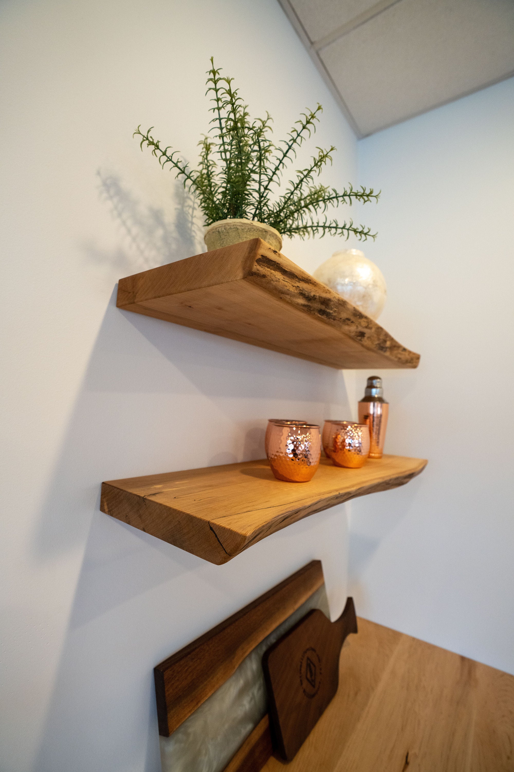 Rustic Live Edge Floating Shelf/shelves Pantry Shelves Bathroom