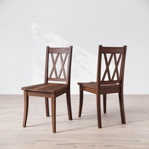 Solid Wood Double X Back Dining Chair, Wooden Chair, Dining Chair, Walnut Dining Chair, Black Walnut Dining Chair, Black Chair, Custom Chair
