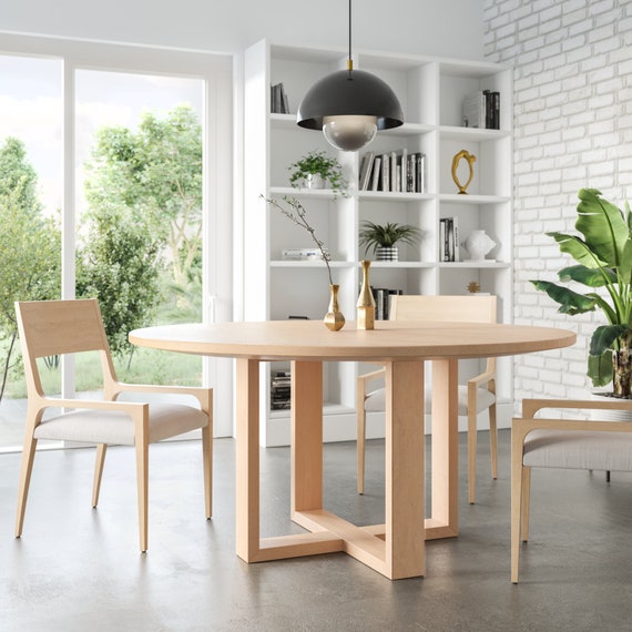 Round maple dining table deals