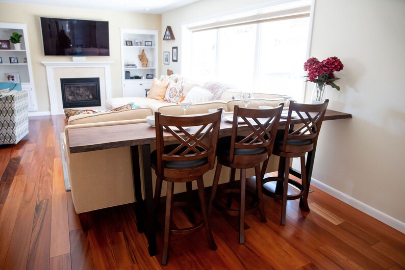 Live Edge Sofa Table Behind the Couch Table With Metal Legs Etsy