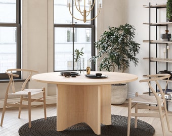 Modern Round Maple Dining Table with Taylor Base