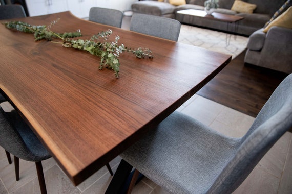 Walnut Dining Table Black Live Edge Walnut Dining Table Black, Dark Walnut Farm Table