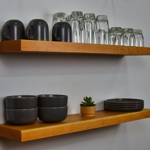 Floating Shelves for Dishes, Plate Shelf, Shot Glass Shelf, Dish Shelf, Cabinet Dish Rack, Wine Glass Shelf, Plate Display Shelf image 4