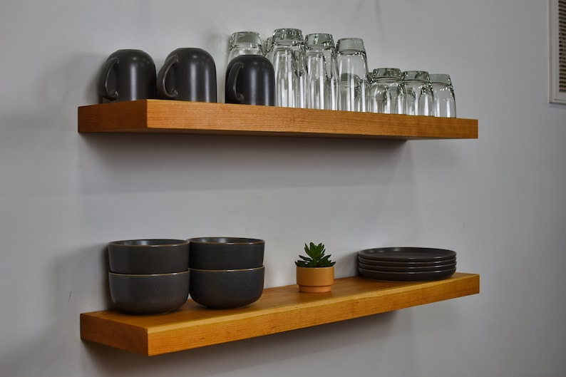 Floating Shelves for Dishes, Plate Shelf, Shot Glass Shelf, Dish Shelf, Cabinet Dish Rack, Wine Glass Shelf, Plate Display Shelf image 4